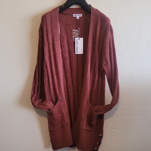 Kathy Ireland Women's Warm Brown Cardigan - Picture 1 of 3
